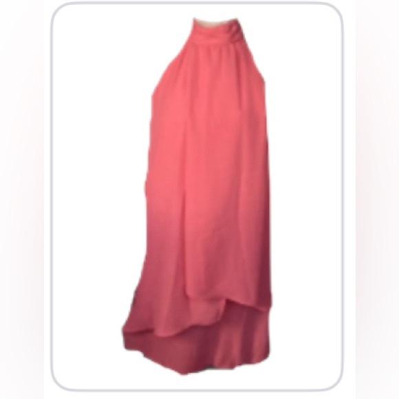 Zara coral high neck dress! Sz L - Picture 3 of 10